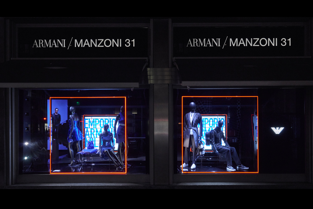 emporio armani shop windows spring summer Oltrefrontiera Progetti