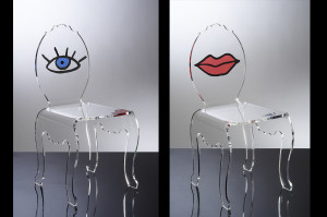 Sedia personalizzabile soggetto kiss and eyes